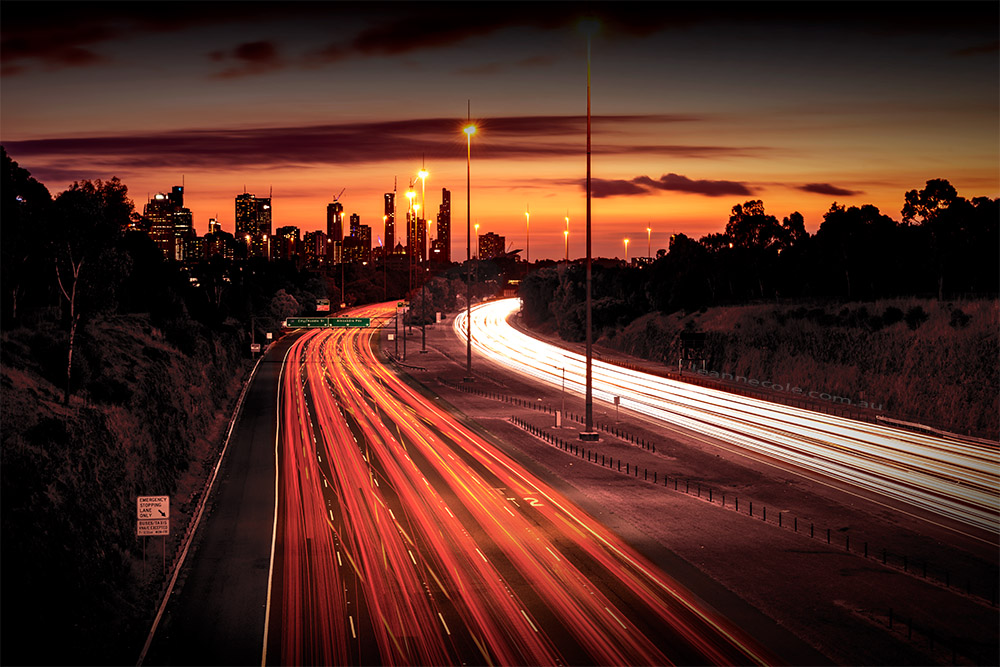 lighttrails-eastern-freeway-melbourne-sunset