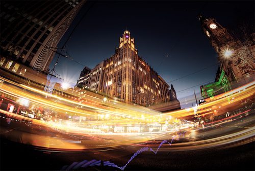 lighttrails-peakhour-collinsst-fisheye-melbourne copy