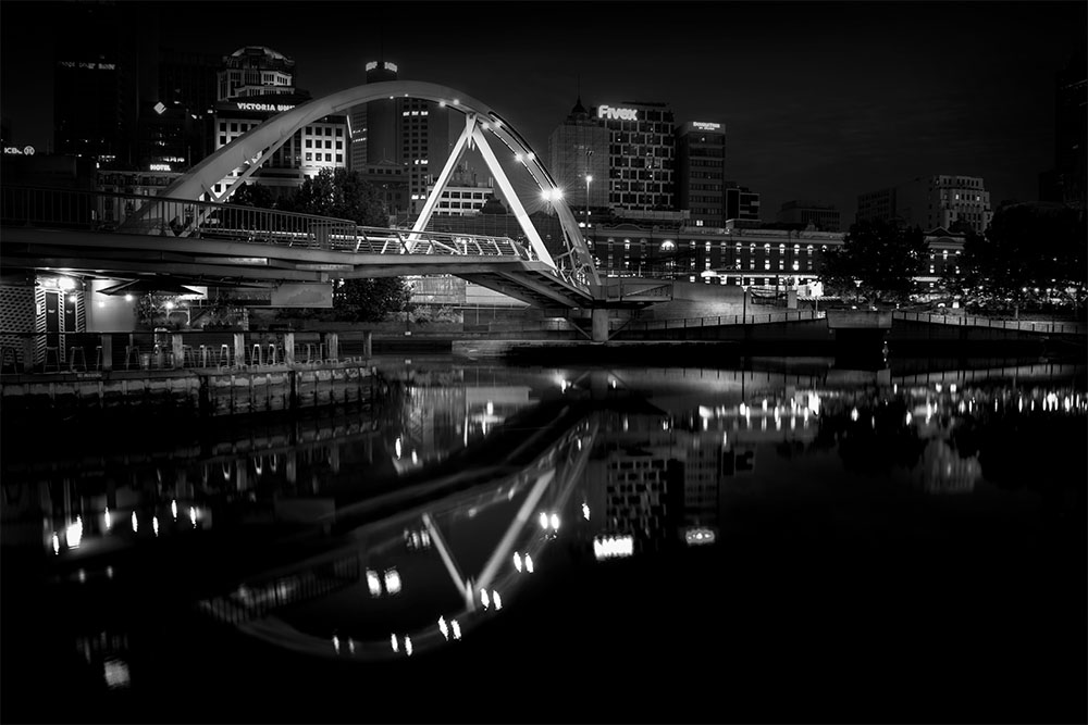 melbourne-morning-river-reflections-monochrome