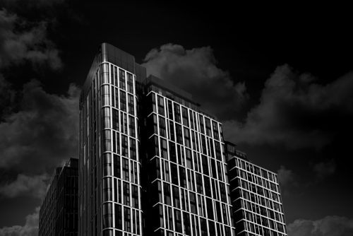 black and white cityscape